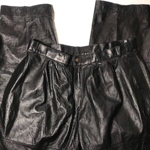Vintage Men's Black Leather Biker Pants